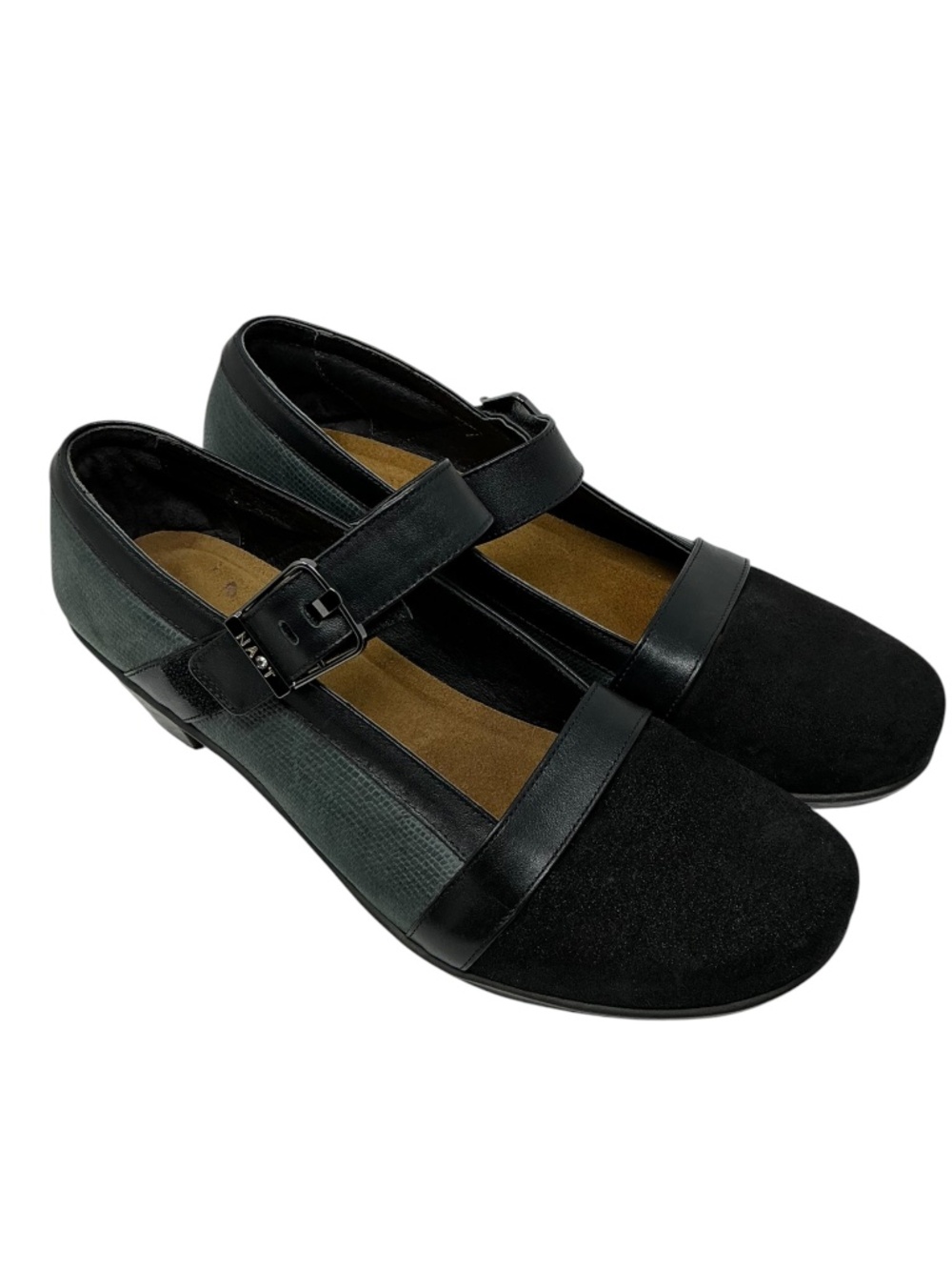 Naot Dashing Mary Jane Heels Black Gray Suede Leather Shoes Size 41